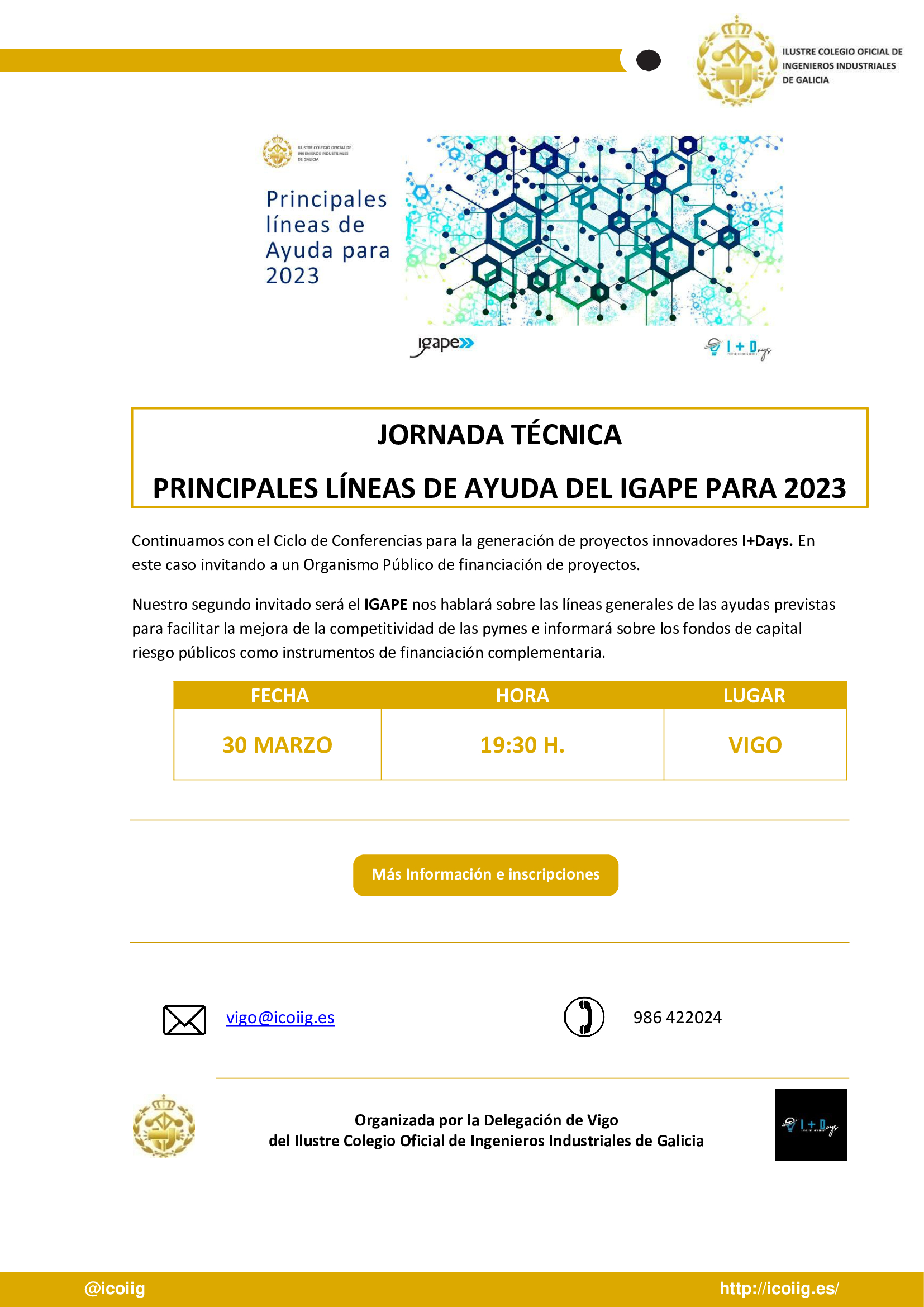 I+Days ICOIIG: Principales líneas de Ayudas del IGAPE para 2023