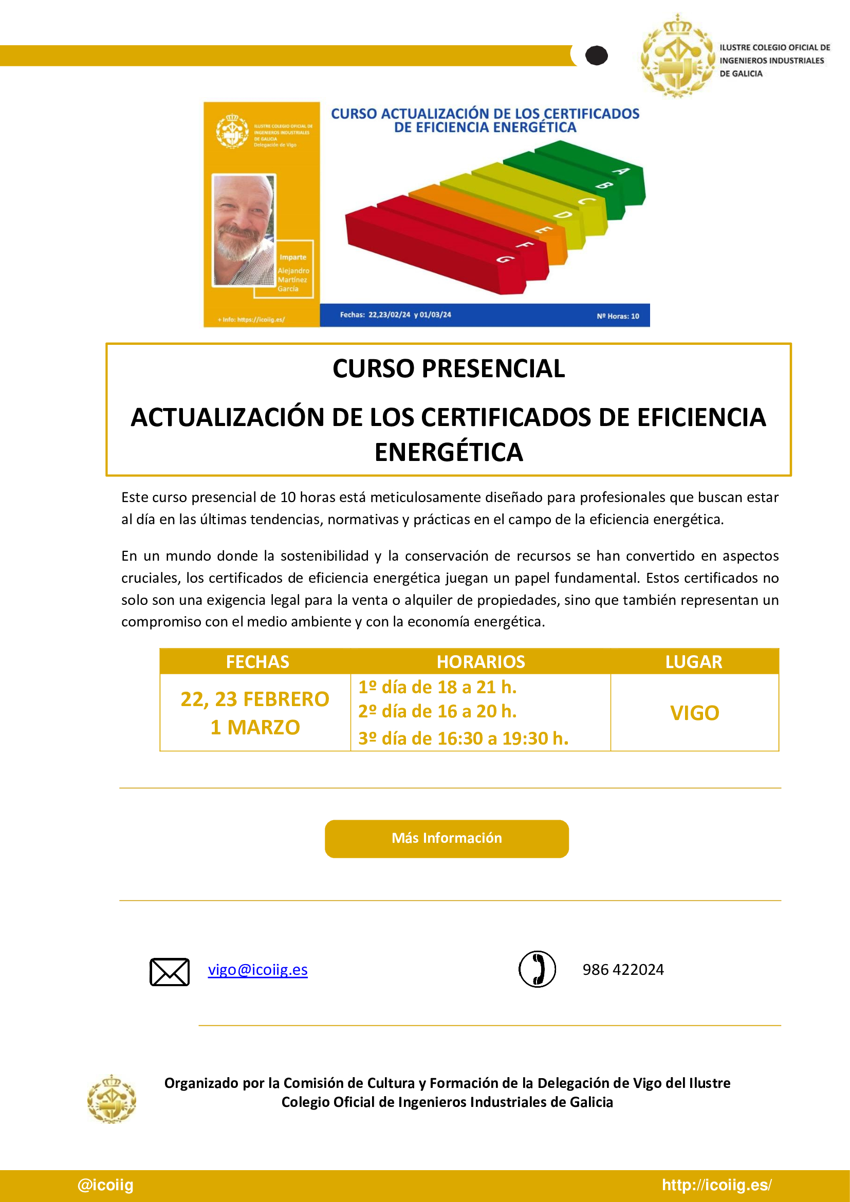 Curso Presencial Actualización de los Certificados de Eficiencia Energética